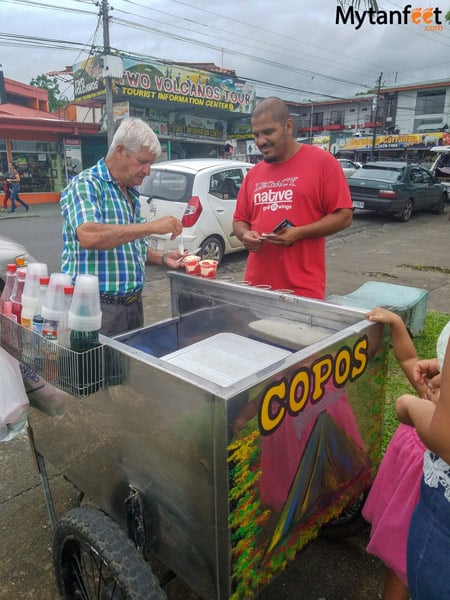 Costa Rican copo street vendor in La Fortuna