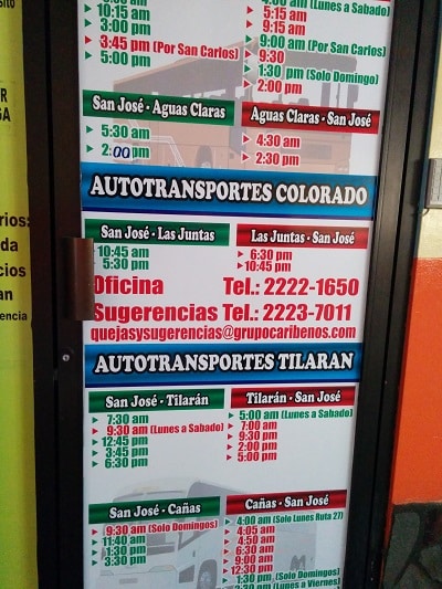 taking the bus from san jose to playas del coco pulmitan bus schedules