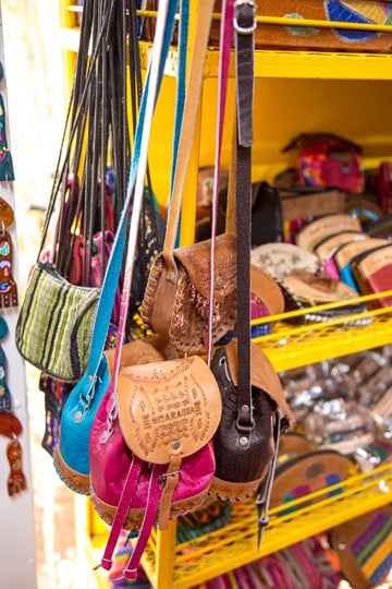 Nicaragua tour from Costa Rica - leather bags in masaya market