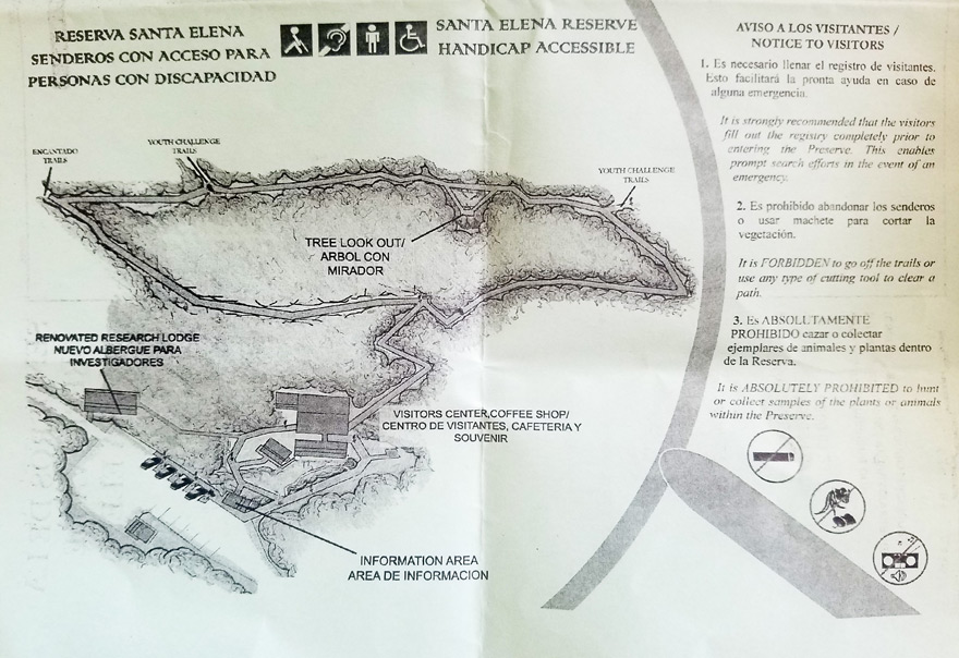 The Monteverde Cloud Forests - santa elena handicap map
